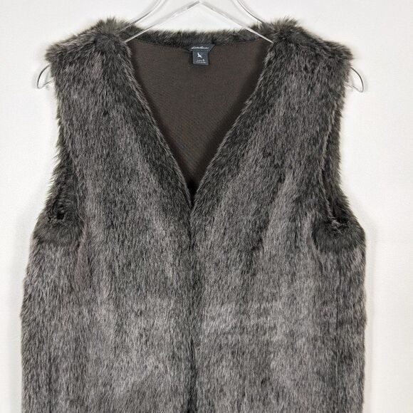 Eddie Bauer Brown Faux Fur Vest Women's Small - Picture 3 of 7